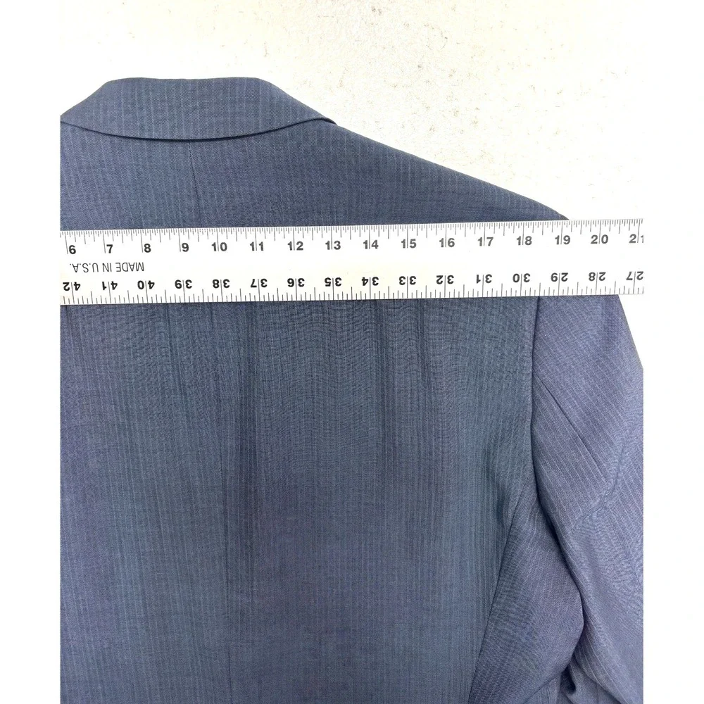 Hugo Boss‎ 42L 36x34 Edison Power Blue Stripe 2pc Pant Suit All Season Wool